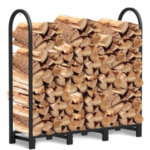 4FT High-capacity Steel Indoor Outdoor Fire Pit Wood Storage Accessory Firewood Log Rack & Tool Set