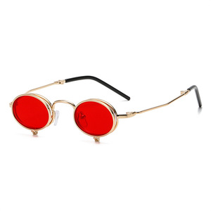 Nuevas <span class=keywords><strong>Gafas</strong></span> de <span class=keywords><strong>Sol</strong></span> Plegables Estilo Steampunk con Marco Metálico Ovalado Pequeño - Product Image 4