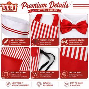 Disfraz de Halloween para Adultos, Estilo Años 50, Camarero, Hot Dog, Soda Jerk, Noche de Cine, Camarera, Cosplay, Carnaval, Fiesta de Circo - Product Image 5