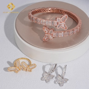 Ensemble de bijoux papillon certifié GRA pour femmes, bague, bracelet serti de diamants, argent 925, moissanite VVS, bracelet, bague et boucles d'oreilles - Product Image 5