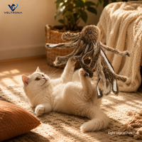 Jouet pour chat en fourrure de lapin naturelle, peluche douce avec pattes en fourrure tombantes pour l'exercice et le jeu des chats d'intérieur