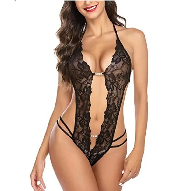 Plus Size Women's Sexy Lingerie Transparent Babydoll with Light Control Spandex Material Lace Top Shapewear