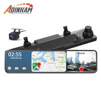 Firstscene RAM2G+ROM32G 4G Android 8.1 12 Inches Car RearView Mirror Stream Media Dual Lens 1080P DVR Dash Cam Wifi GPS