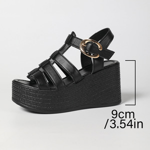 Women Large Woven <b>Wedge</b> <b>Sandals</b> Summer New Style <b>Platform</b> Thick Sole European and American Roman <b>Sandals</b> - Product Image 6