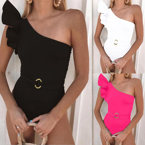 OEM venta al por mayor Sexy mono negro hombro de una pieza de traje de baño para mujeres de baño ropa de <span class=keywords><strong>playa</strong></span> - Product Image 4