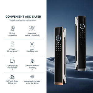 Serrure de porte intelligente en aluminium Tuya avec écran d'empreintes digitales, vidéo numérique, étanche, reconnaissance faciale et caméra pour hôtel - Product Image 3