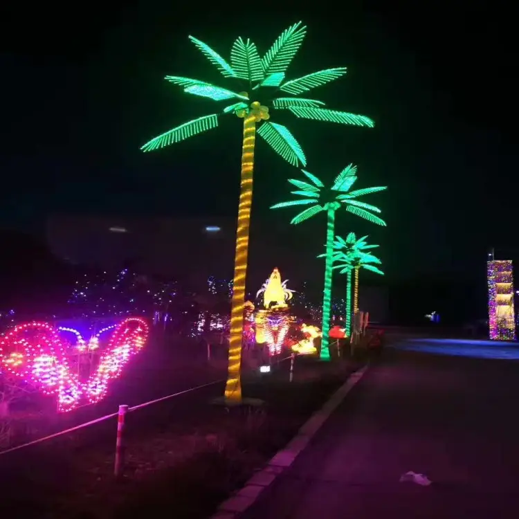 La decorazione di natale intelligente illumina la luce artificiale della palma da cocco a led con palma da cocco