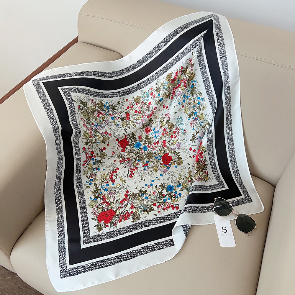 Green Iznik Pattern Silk Square Scarf