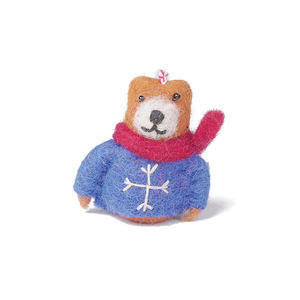 Ours feutré en laine mérinos décor suspendu pour arbre de Noël décorations de Noël nécessaires - Product Image 1