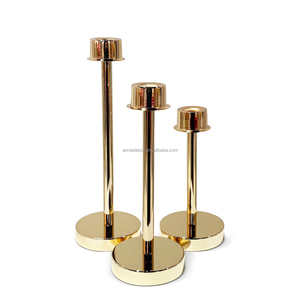 Annielu Ensemble de 3 bougeoirs à tige longue et coniques, élégance moderne, décoratifs, dorés - Product Image 5