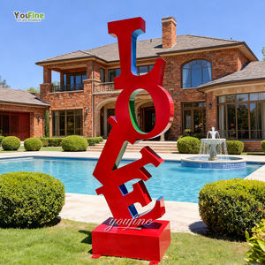 YOUFINE Scultura Moderna in Acciaio Inox con Lettere, Vernice Rossa Spray, per Decorazione Pubblica Esterna e <span class=keywords><strong>Giardino</strong></span> - Product Image 1