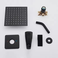 Salle de bain en laiton de luxe noir mat 2 fonctions ensemble de douche mitigeur mural bain d'eau chaude et froide ensemble de douche