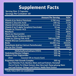 Integratore di <span class=keywords><strong>vitamine</strong></span> per la crescita dei <span class=keywords><strong>capelli</strong></span> OEM, capsule per donne adulte, biotina, collagene, per <span class=keywords><strong>capelli</strong></span> più forti, sani <span class=keywords><strong>e</strong></span> <span class=keywords><strong>unghie</strong></span> più resistenti, vegano, 120 capsule. - Product Image 2