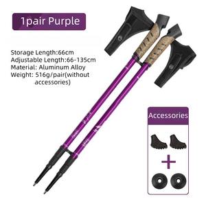 Lot <span class=keywords><strong>de</strong></span> 2 Bâtons <span class=keywords><strong>de</strong></span> Randonnée Télescopiques Légers en Alliage d'Aluminium avec Poignée en Liège, Béquille <span class=keywords><strong>de</strong></span> Tir et Bâton <span class=keywords><strong>de</strong></span> <span class=keywords><strong>Marche</strong></span> - Product Image 4