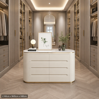Commode îlot moderne de luxe pour chambre et salon, plateau en marbre, 8 tiroirs, bois massif, émail cuit, design arrondi, entièrement assemblée