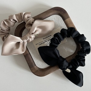 Satin Bow Chouchou Français Vintage Métal Étiquette Haute qualité Cheveux Cravate Bande En Cuir Tempérament Corde Chapeaux Dame - Product Image 6