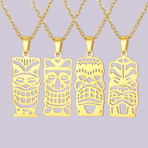 Myshape Tiki Totem Collar Pueblo Indígena Máscara Cultura Tribal Colgante Geométrico Joyería de Acero Inoxidable - Product Image 1