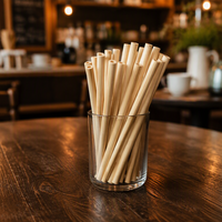 Pailles jetables en bambou biodégradable de 7,9 pouces (8 mm) – Multi-usages pour fêtes, maison et restaurants