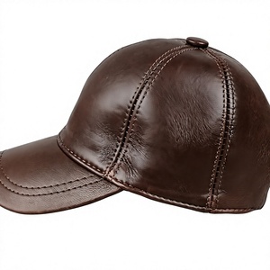 <b>Vintage</b> Classic 6 Panel Leather Baseball <b>Cap</b> Custom Retro Sports Leather Golf Hat Men Curved Brim Leather Dad <b>Cap</b> - Product Image 1