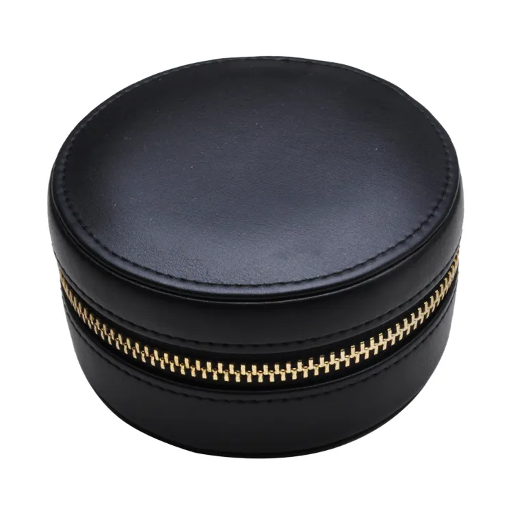 Leather Round shape jewelry organizer jewelry accessories case ladies ring box