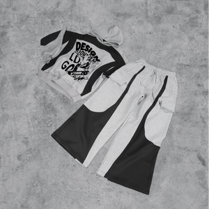 Survêtement décontracté personnalisé, sweat-shirt à capuche délavé à l'acide et pantalon de survêtement à jambe droite, survêtements surdimensionnés - Product Image 2