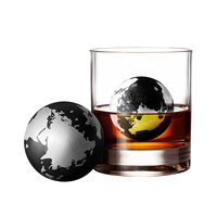 Glacier Rocks Viski, pierres à whisky réutilisables, glaçon en acier inoxydable à motif de terre pour bourbon, vin, gin, cognac, bar à domicile
