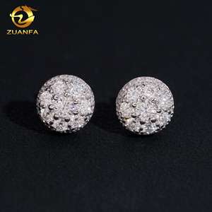 <span class=keywords><strong>Orecchini</strong></span> Hip Hop in <span class=keywords><strong>Argento</strong></span> Sterling 925 con Moissanite, Certificato GRA, Chiusura <span class=keywords><strong>a</strong></span> Vite, Forma Semi Sferica, per Uomo e Donna - Product Image 2