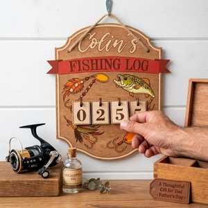 Wooden Fishing <b>Log</b> Ornament with Customizable Name Handmade <b>Decor</b> for Anglers and Wall Hanging <b>Decor</b> Craft - Product Image 1