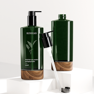 Runxuan 500ml PET bomba de loción botella de champú Gel de ducha embalaje botellas de lavado corporal Color verde 350ml botella de champú personalizada - Product Image 2