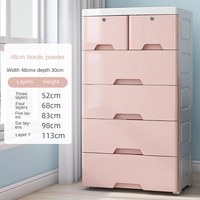 Armoire de rangement empilable en plastique coloré pour vêtements de chambre à coucher avec roulettes et tiroirs coulissants