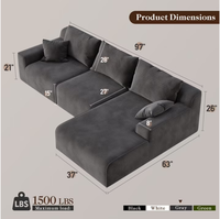 Canapé modulaire en velours côtelé noir OEM, canapé-lit massant convertible en forme de L avec chaise longue