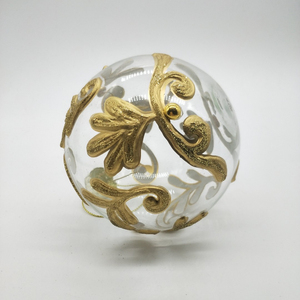 2022 unico speciale decorazione natalizia sfera in vetro trasparente sfera in vetro trasparente con motivo dorato per <span class=keywords><strong>natale</strong></span> - Product Image 2