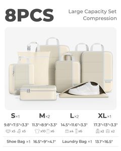 Cubes de compression personnalisés pour les voyages, ensemble de 8 organisateurs de compression structurés pour bagages à main et bagages en soute - Product Image 2