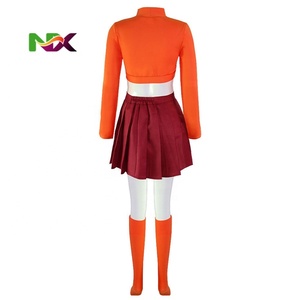 Disfraz de Halloween para Mujer Adulta, Peluca de Cosplay, Personaje de Anime <span class=keywords><strong>Velma</strong></span>, Uniforme Naranja, Top y Falda - Product Image 4