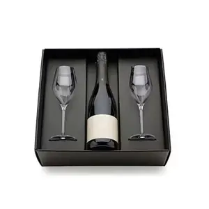 ชุดของขวัญสุดหรูขวดไวน์กล่องบรรจุภัณฑ์แก้วหนังแบบพกพากล่องของขวัญไวน์พร้อมโฟม EVA Flocking