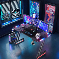 Bureau de jeu PC multifonctionnel moderne de haute qualité, meilleur bureau d'ordinateur pour la maison, surface en carbone, matériau métallique, joueurs, jeux