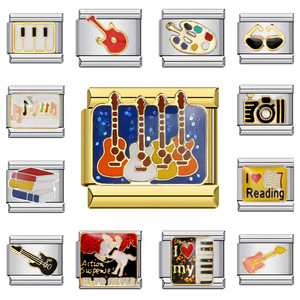 Série Music Lover – Breloques modulaires italiennes en acier inoxydable pour bracelet, accessoires de bijoux DIY unisexe, cadeau avec sertissage clos - Product Image 1