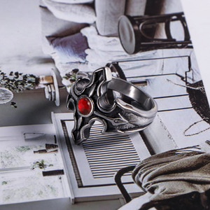 Cross <b>Ring</b> <b>Titanium</b> Steel Red Stone Unisex Fashion Jewelry Gift SA648 - Product Image 2