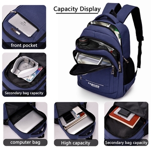 New Fashion 600d Extra Large Waterproof Laptop <b>Backpack</b> Custom Print Logo 15.6 Inch Zipper Softback Fabric Letter - Product Image 6