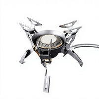 Réchaud de camping portable FMS-100T à double brûleur en titane, design coupe-vent, pour 1-2 personnes