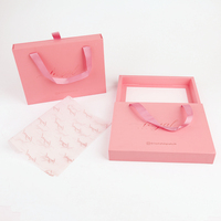 Boîte cadeau personnalisée en papier d'art rose feuille d'or estampage à chaud finition mate ruban UV poignée autocollant emballage montres boîtes à tiroir