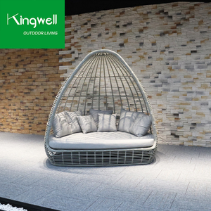Light Luxury Style Outdoor Furniture Hotel Aluminum Rattan Weaving Sun Lounger <strong>Garden</strong> Patio Beach Yard Fabric Round <strong>Daybed</strong> - Product Image 3