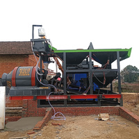 Pabrik Batching Beton Mobile Drum 45m3/jam 2 Bins Sistem Kontrol Cerdas PLC Mesin PLD untuk Pembangunan Rumah Pedesaan