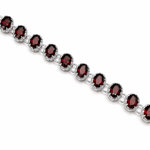 925 Sterling Silver Rhodium Plated <b>Garnet</b> <b>Bracelet</b> for Women - Product Image 3