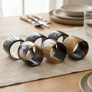 Handcrafted Modern Eco-Friendly Horn Napkin Rings Geometric Shape for Wedding Party Home Decor-Unique Craft India (Uttar - Product Image 1