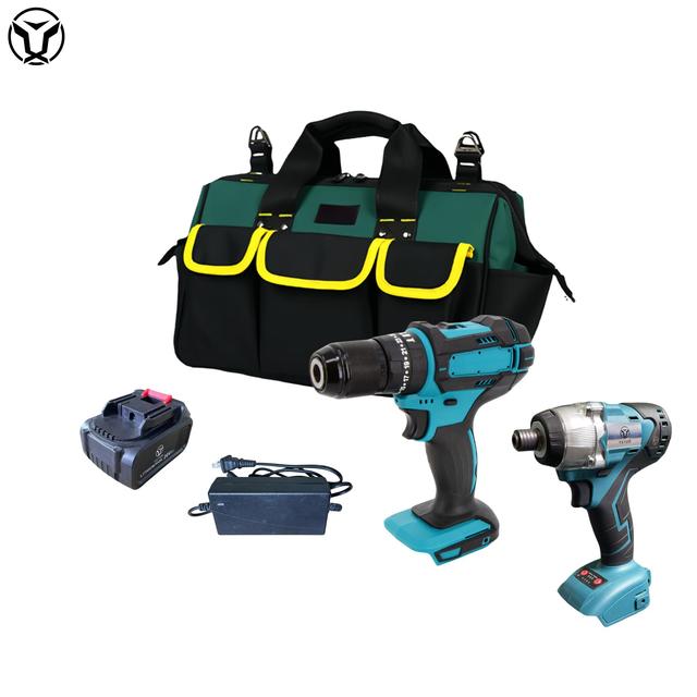 YUTUO Wholesale Price 18V 20V 21V Max Wireless Power Tool Combo Set Brushless Cordless Screwdriver and Impact Drill Kit