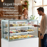 Vitrine Réfrigérée Commerciale Verticale pour Gâteaux, Réfrigérateur à Air Refroidi avec Vitrine en Verre pour Pâtisseries, Boulangeries, Cafés et Présentation de Desserts