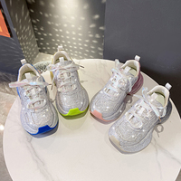 Baskets Chunky Décontractées Rétro à Lacets Scintillantes et Respirantes pour Femmes – Confortables, Jaunes et Bleues