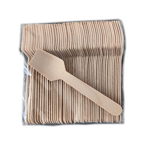 사용자 정의 로고 천연 자작 나무 나무 스페이드 친환경 나무 칼 스푼 나무 식기 세트 아이스크림 스푼 - Product Image 4