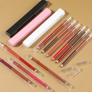 Hot bán double side Lip Liner không có logo 2-in-1 cao sắc tố lâu dài Bút kẻ mắt bút chì vĩnh viễn tùy chỉnh đôi ened Lipliner